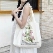 【E.City】自然風花朵植物單肩帆布袋(購物 收納)