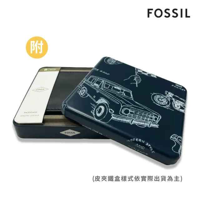 【FOSSIL 官方旗艦館】Westover 真皮直式卡夾-藍色 ML4585545(禮盒組附鐵盒)