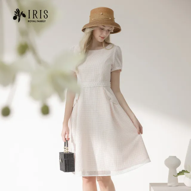 【IRIS 艾莉詩】格紋蕾絲襯色連衣裙-4色(42659)