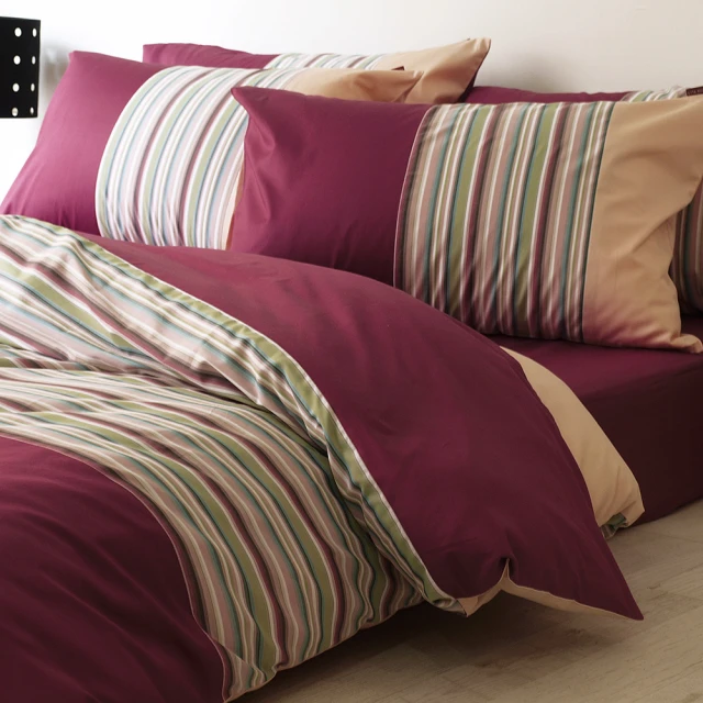 LITA 麗塔寢飾 40支精梳棉 被套床包組 舒活-米紫(雙
