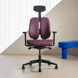 【HAW JOU 豪優】DUOREST DT-D2-200-B 黑框乳膠雙背椅(人體工學設計 時刻智能護腰 嶄新的體驗 雙靠背座椅)