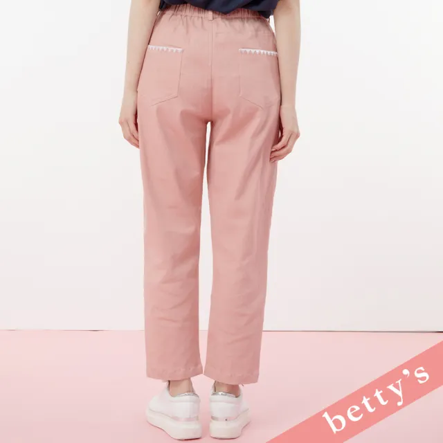 【betty’s 貝蒂思】腰鬆緊口袋印花休閒長褲(粉色)