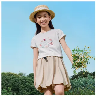【GAP】女童裝 Logo印花圓領短袖T恤-白色(465959)