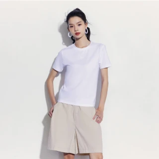 【GAP】女裝 Logo羅紋圓領短袖T恤-白色(476750)