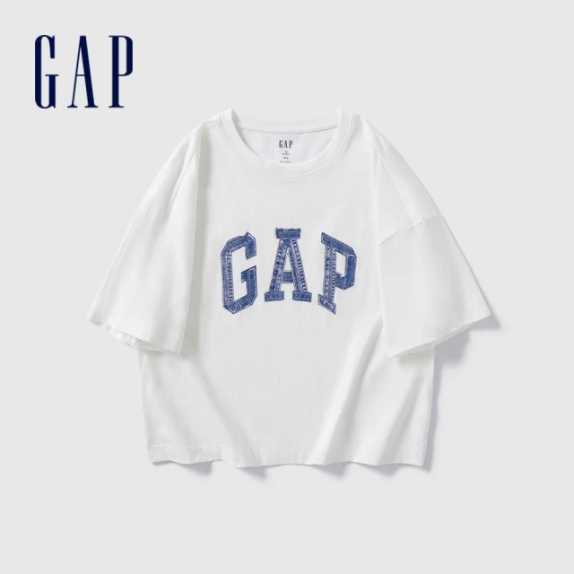 GAP 女裝 Logo方領針織背心 女友T系列-藍色(465