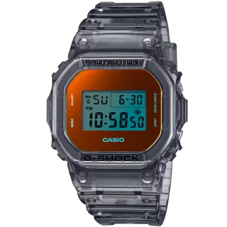 【CASIO 卡西歐】卡西歐G-SHOCK 寧靜海灘電子錶-果凍灰(DW-5600TLS-8 台灣公司貨)
