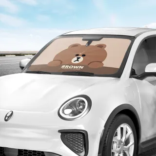 【LINE FRIENDS】熊大兔兔車用加粗十骨前擋遮陽傘 降溫遮陽板 附傘套(車用遮光傘 防曬隔熱板 遮陽簾)