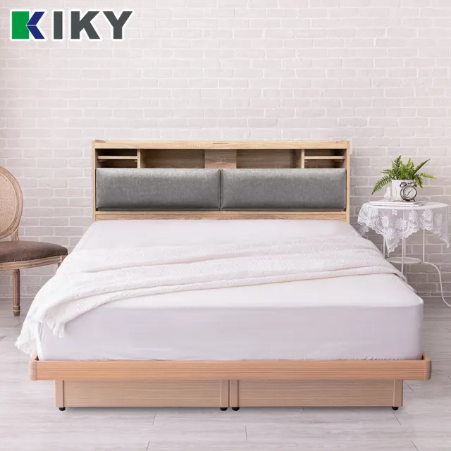 【KIKY】飛燕附插座貓抓皮靠墊二件床組雙人加大6尺(床頭片+掀床底)
