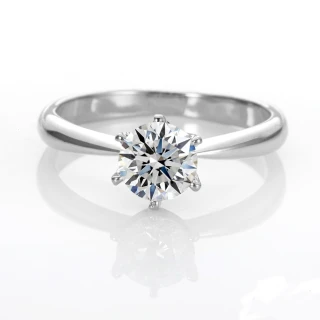 【DOLLY】1克拉 求婚戒18K金完美車工鑽石戒指(017)