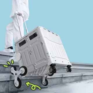 【ONE HOUSE】巨無霸平拉式 8輪爬梯折疊收納車 買菜車 購物車 平拉推車(大款 1入)