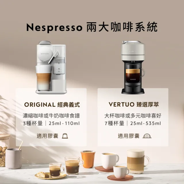 【Nespresso】臻選厚萃Vertuo Next經典款膠囊咖啡機(完美饗宴100顆迎新會員組)