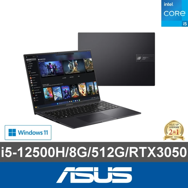 ASUS 升級16G組★16吋i5 RTX3050筆電(Vivobook 16X K3605ZC/i5-12500H/8G/512G SSD/W11)