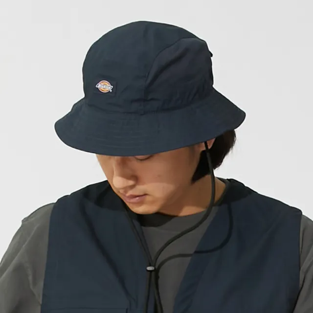 【Dickies】男女款深海軍藍純棉輕巧透氣附收納口袋戶外漁夫帽｜DK013027DNX(帽子)