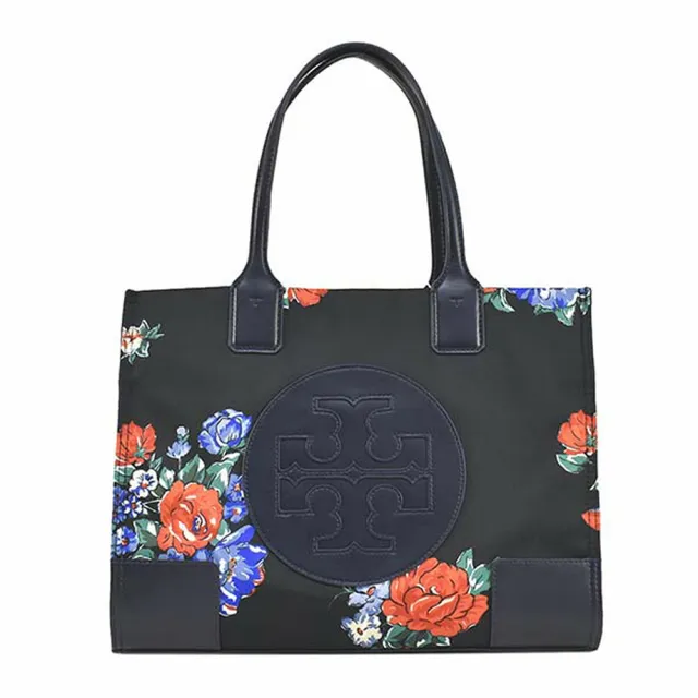 【TORY BURCH】印花尼龍拼接皮革托特包