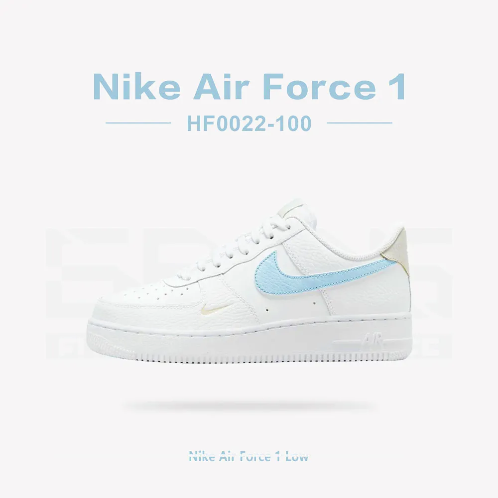【NIKE 耐吉】Nike Air Force 1 Low 藍白 冰藍雙勾 迷你勾 女鞋 休閒鞋(HF0022-100)