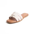 【KOKKO 集團】渡假感皮革編織平底涼拖鞋(白色)