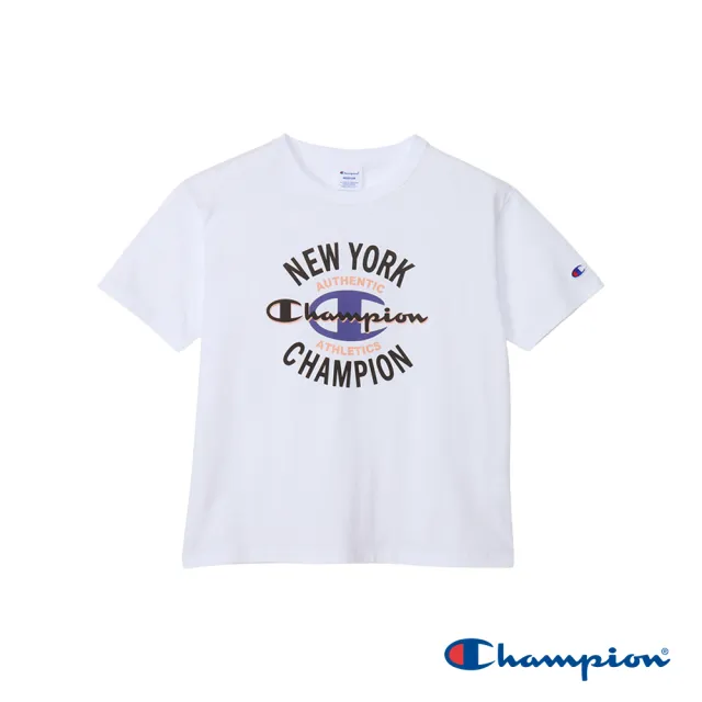 【Champion】官方直營-寬版LOGO印花短袖TEE-女(白色)