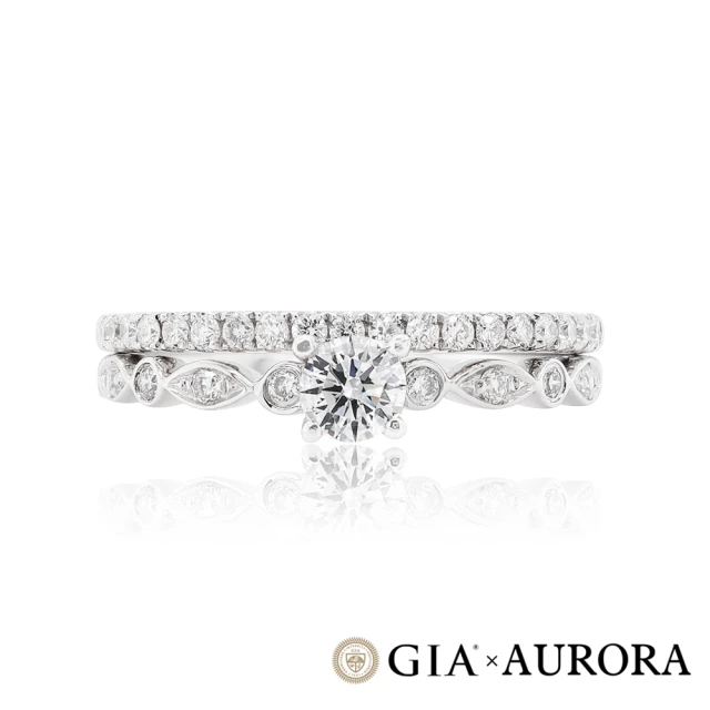 【AURORA 歐羅拉】GIA 30分F color八心八箭天然真鑽 PT950鉑金台 鑽戒女戒婚戒套戒 飛翔(一戒三戴)