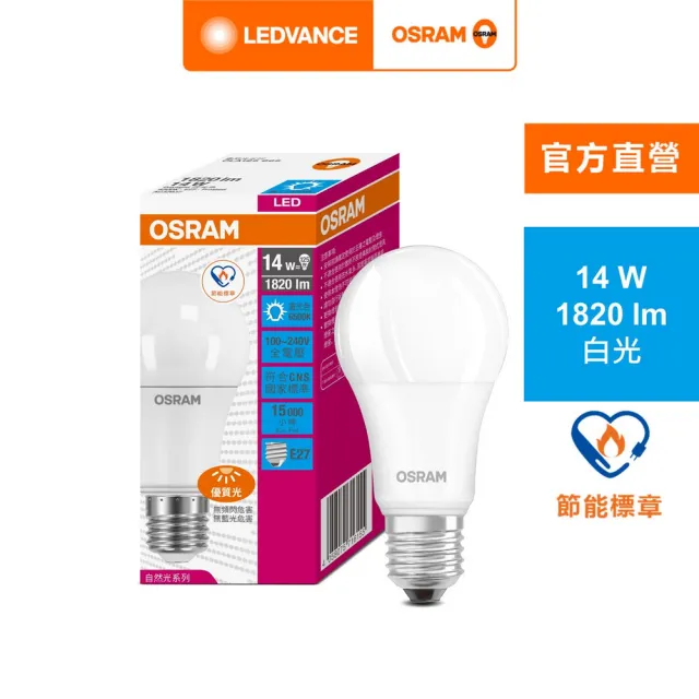 【Osram 歐司朗】14W LED燈泡 4入組(節能標章)