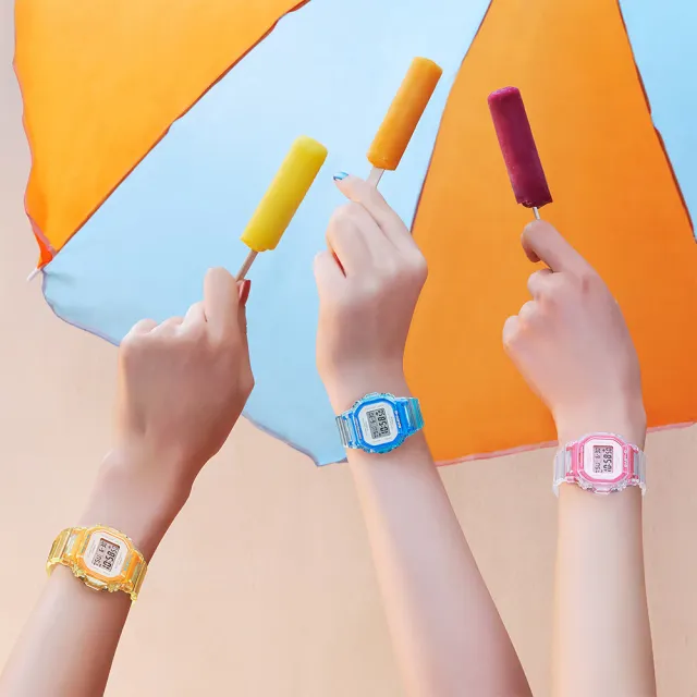 【CASIO 卡西歐】BABY-G 夏季透明方形女錶電子錶 送禮 禮物 推薦(BGD-565SJ-7)