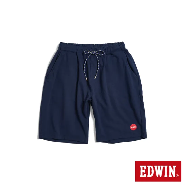 【EDWIN】男裝 鬆緊綁繩運動休閒短褲(丈青色)