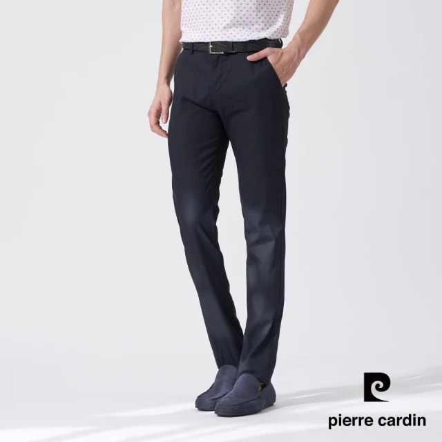 pierre cardin 皮爾卡登 商務休閒 男款 彈性平口鬆緊合身休閒長褲-藍色(5247822-39)