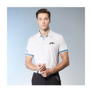 【Jack Nicklaus 金熊】GOLF男款吸濕排汗彈性橫條緹花POLO衫/高爾夫球衫(白色)