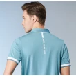 【Jack Nicklaus 金熊】GOLF男款吸濕排汗彈性橫條緹花POLO衫/高爾夫球衫(藍色)