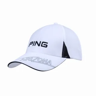 【PING】男款LOGO圖騰高爾夫球帽-附眼鏡插孔-白(GOLF/高爾夫配件/PQ24107-87)