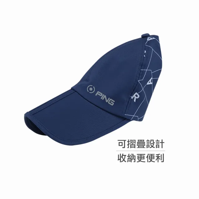 【PING】男款可折疊印花高爾夫球帽-深藍(GOLF/高爾夫配件/PQ24101-58)