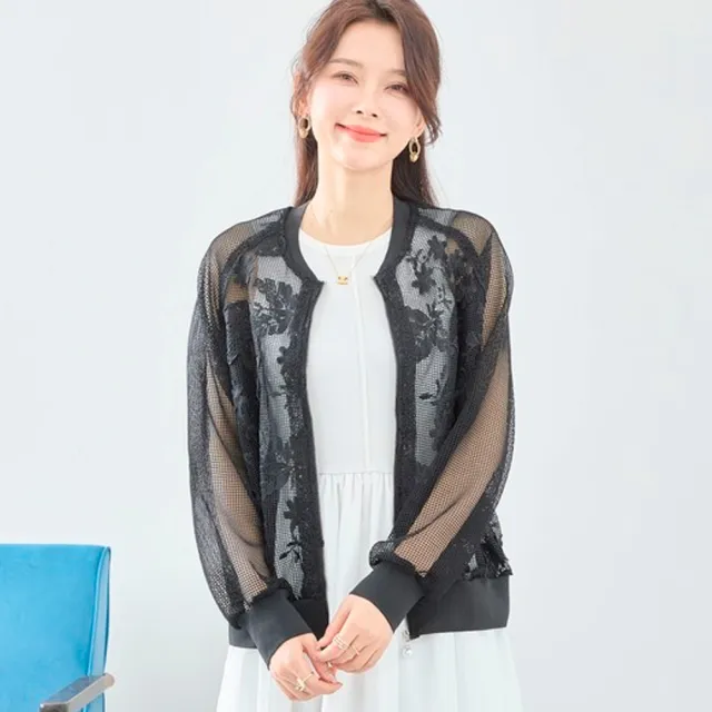 唯美透膚蕾絲花朵外套(共2色)