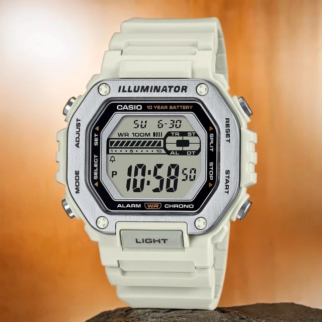 CASIO 卡西歐 學生錶 10年電力金屬風計時手錶 開學(MWD-110H-8AV)