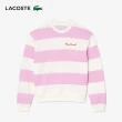 【LACOSTE】女裝-法國製Oversize條紋運動上衣(白/粉配色)