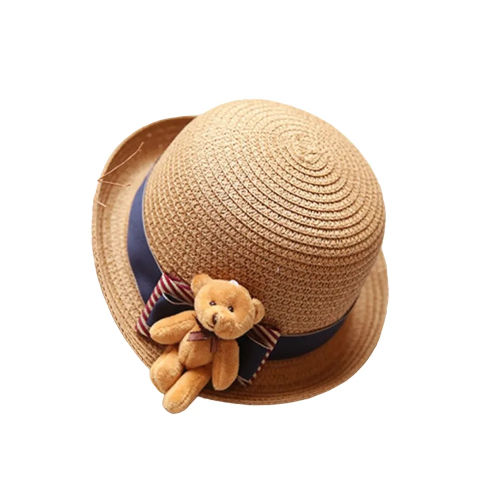【PS Mall】韓版兒童小熊娃娃可愛遮陽帽草帽(B008)