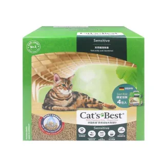 【CAT’S BEST 凱優】黑標凝結木屑砂 強效除臭(2.5公斤 X 4入)