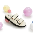 【FAIR LADY】日本京都聯名 HAPPYFACE 時髦拼接珍珠釦厚底拖鞋(白、1A2909)