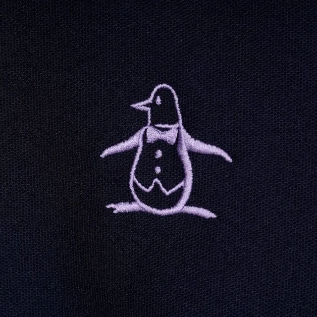 【Munsingwear】企鵝牌 女款藏青色刺繡大LOGO拉格蘭袖袖短POLO衫 MLTJ2A02