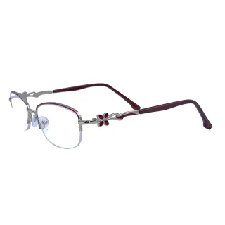 【EYEFUL】抗藍光老花眼鏡 鑲鑽四葉草半框金屬框(輕奢風 華麗感 優雅氣質 閱讀眼鏡 老花眼鏡)
