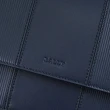 【BALLY】Lance 簡約烙印LOGO條紋小牛皮翻蓋方包斜背包(深藍)