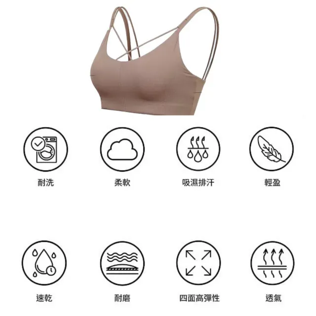 【Hime】前交叉高彈力時尚運動內衣(深度灰/瑜珈/重訓/時尚/韻律/有氧/運動內衣)
