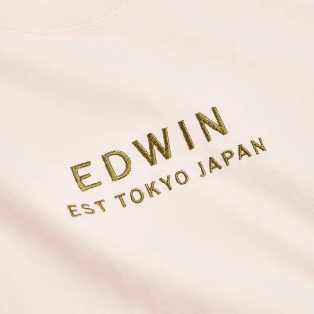 【EDWIN】男裝 簡約刺繡印花短袖T恤(淡粉紅)
