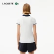 【LACOSTE】女裝-法國製造條紋網眼短袖Polo衫(白色)