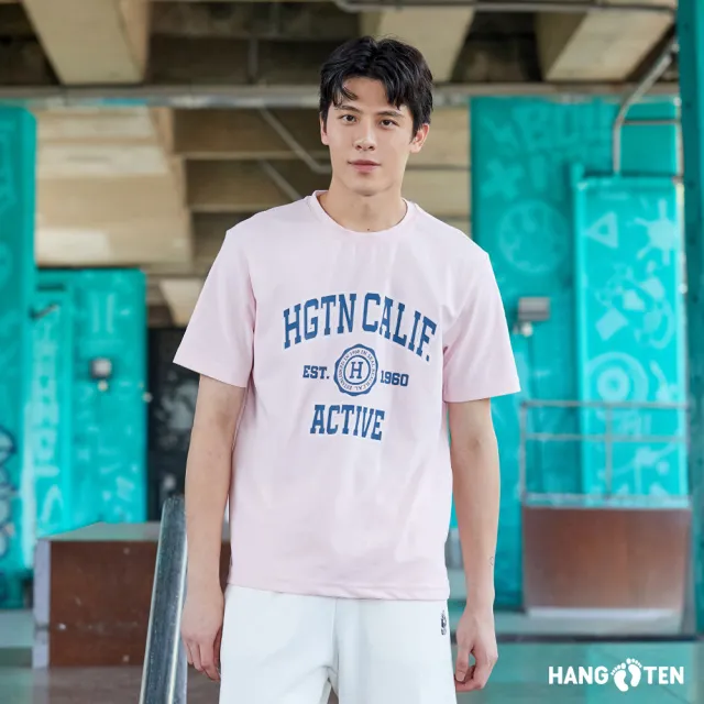 【Hang Ten】男裝-韓國同步款-胸前印花休閑短袖T恤(多色選)