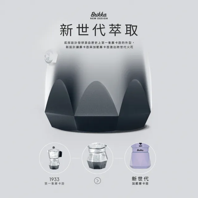 【Bialetti 比亞樂堤】極厚鑽石加壓摩卡壺BRIKKA-2杯份-薰衣草紫-公司貨(crema醇香/咖啡機/原廠保固2年)