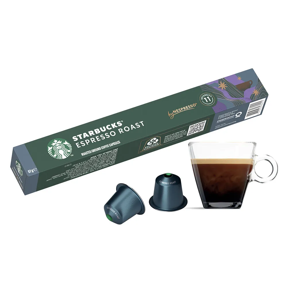 【STARBUCKS 星巴克】濃縮烘焙咖啡膠囊10顆/盒 15個月(新包裝;適用於Nespresso膠囊咖啡機)