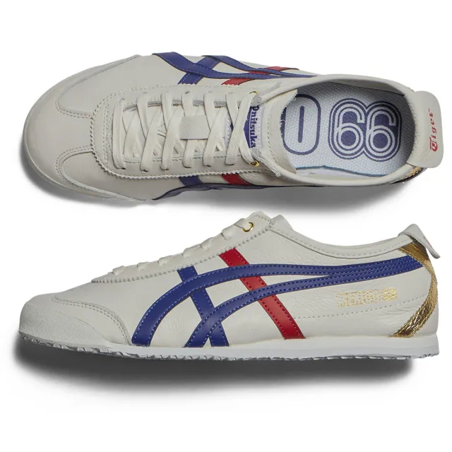 【Onitsuka Tiger】鬼塚虎 官方旗艦店 MEXICO 66 休閒鞋 白底紅藍邊(1183B511-100)