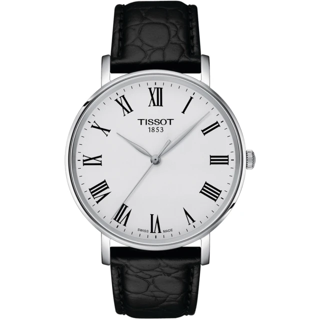 TISSOT 天梭 官方授權 EVERYTIME 經典羅馬時刻皮帶石英錶-40mm 禮物(T1434101603300)