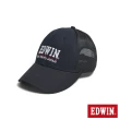 【EDWIN】男女裝 電繡印花棒球網帽(黑色)