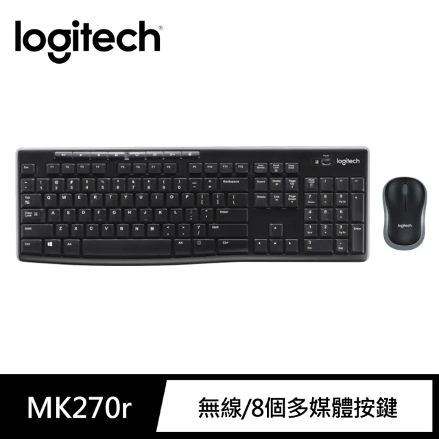 【Logitech 羅技】MK270r無線鍵鼠組(黑色)