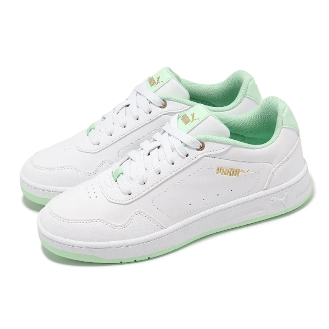 PUMA 休閒鞋 Court Classy 女鞋 白 綠 低筒 復古 皮革 小白鞋(395021-07)